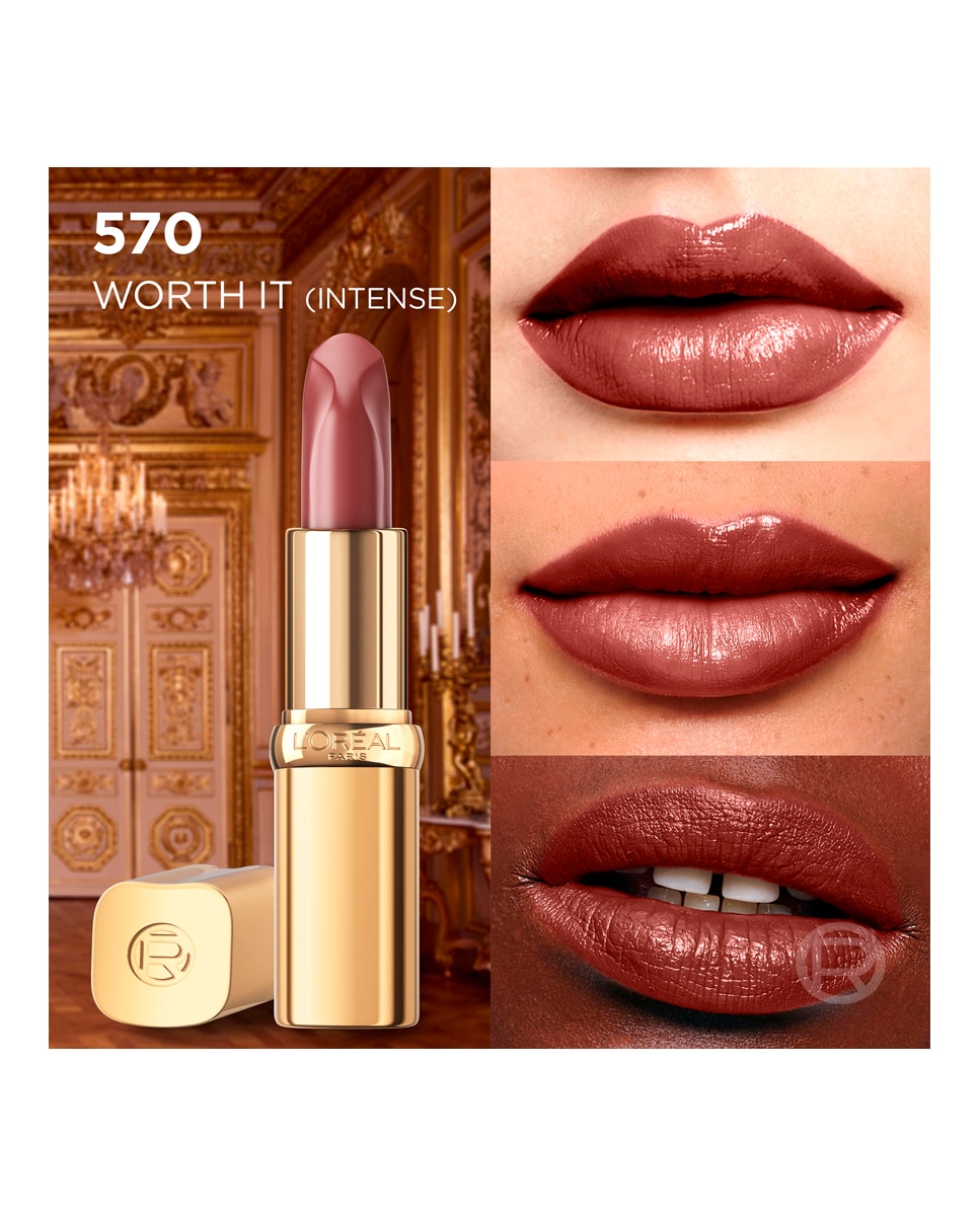 Imagen 3 de Barra De Labios Color Riche Nudes Of Worth Satinado L'Oréal Paris - 570 WORTH IT INTENSE 570 WORTH IT INTENSE