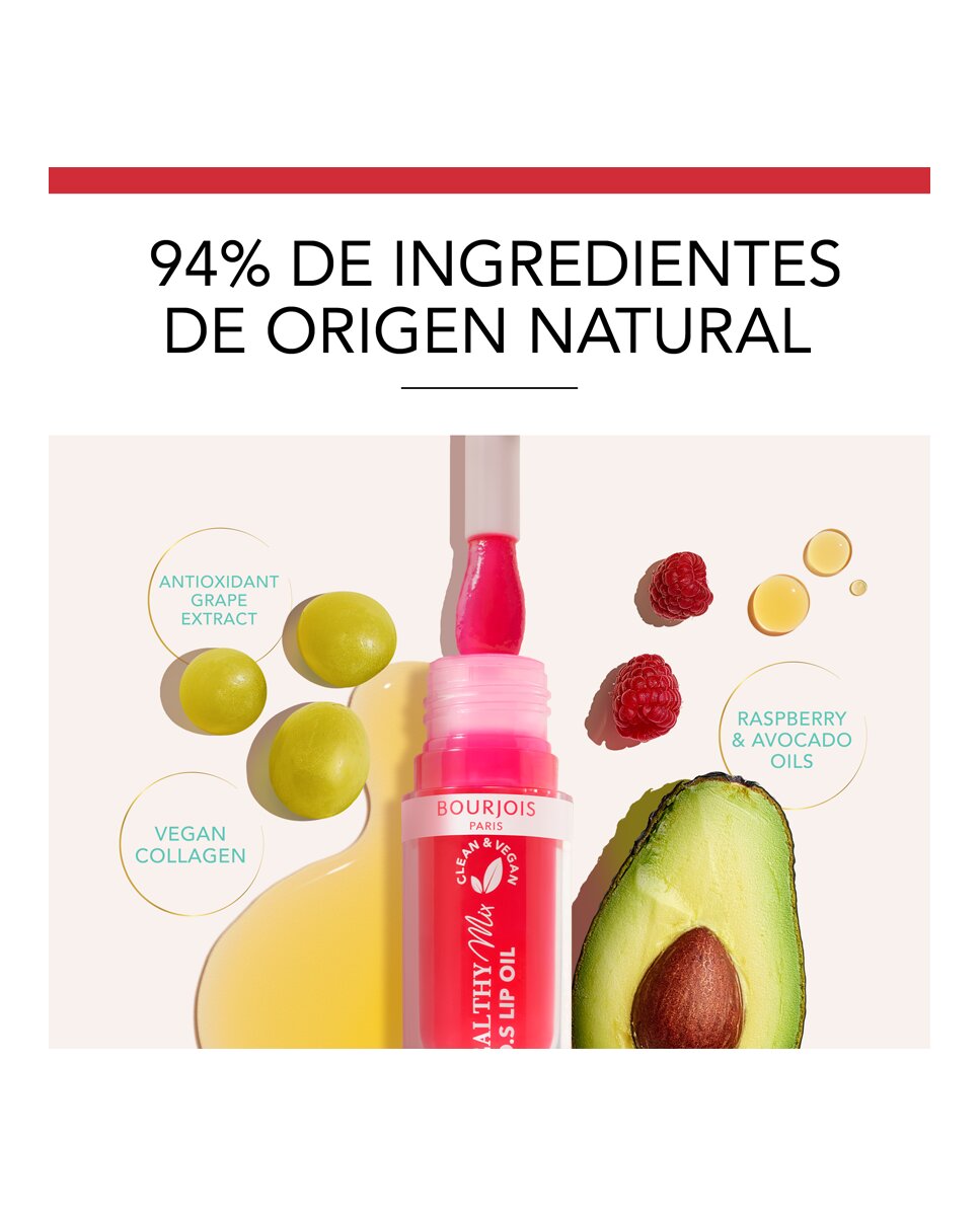 Imagen 6 de Aceite labial Healthy Mix S.O.S Lip oil 4.5 ml Bourjois - 01- Douceur de Rose 4,5 ml 01- Douceur de Rose