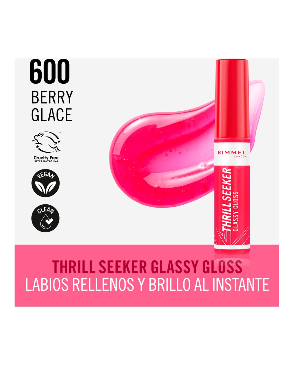 Brillo labial Thrill Seeker Glassy Gloss 10ml Rimmel London - Berry Glace 10 ml Berry Glace-5