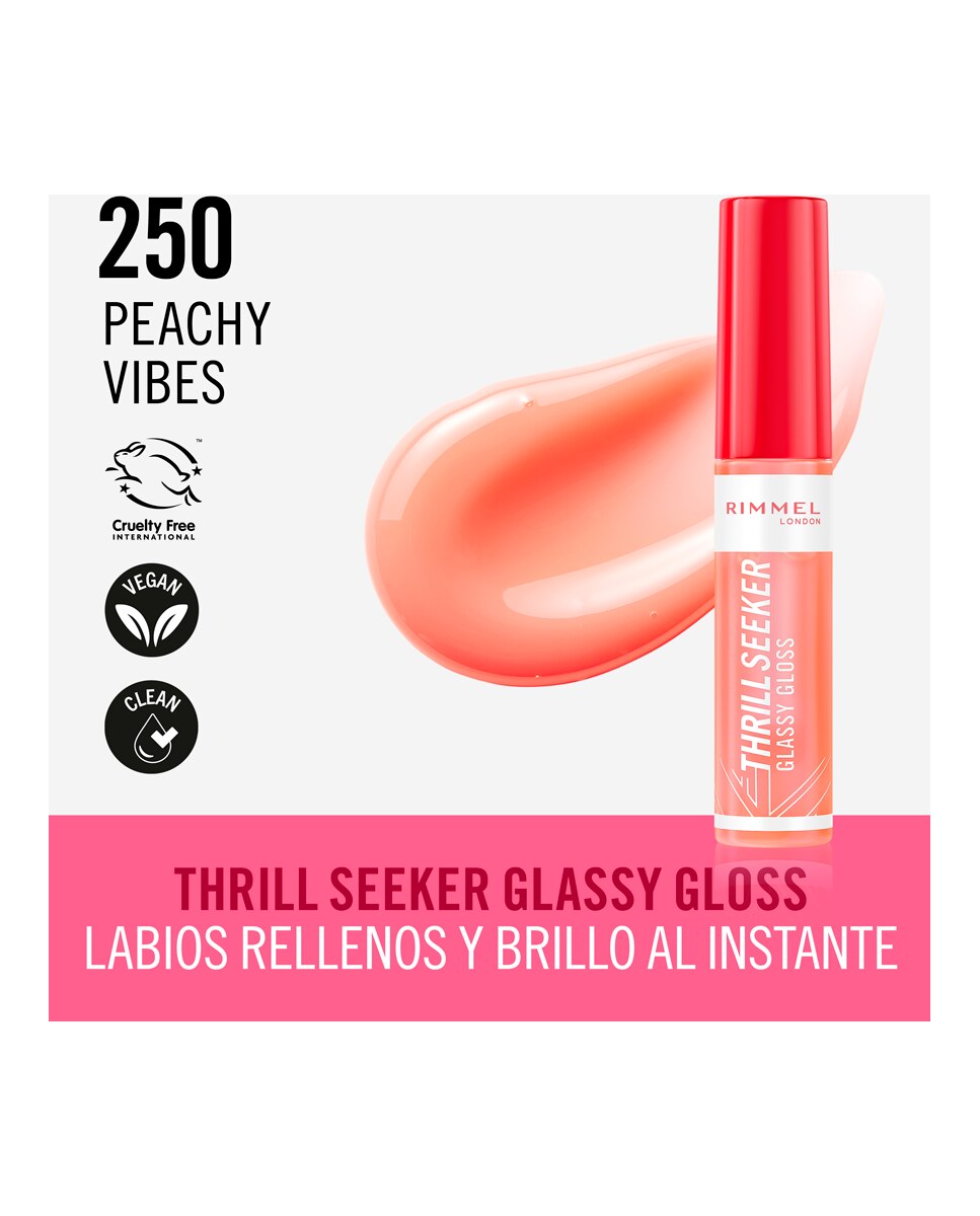 Brillo labial Thrill Seeker Glassy Gloss 10ml Rimmel London - Peachy Vibes 10 ml Peachy Vibes-5