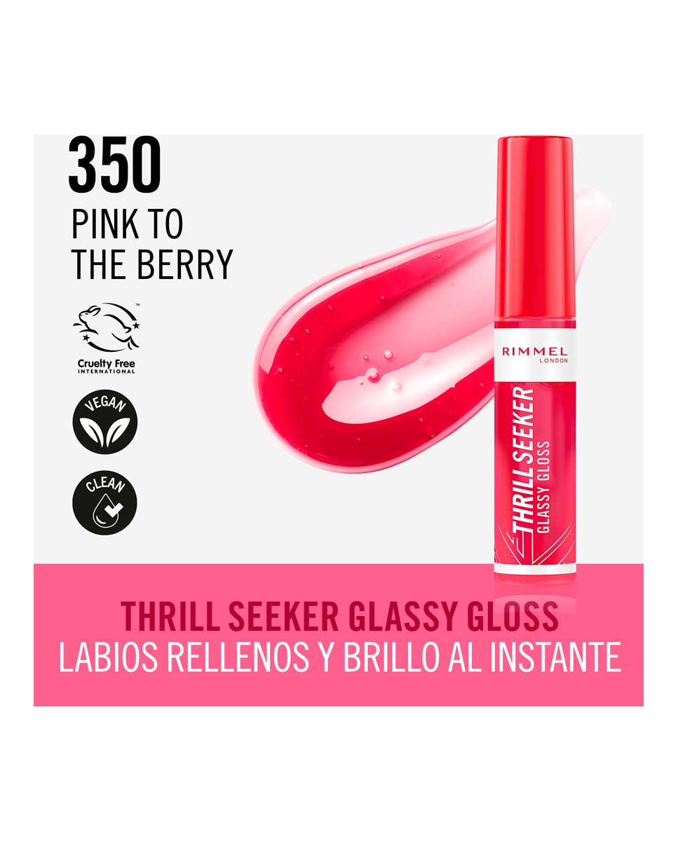Brillo labial Thrill Seeker Glassy Gloss 10ml Rimmel London - Pink T+I1:I6o The Berry 10 ml Pink T+I1:I6o The Berry-5