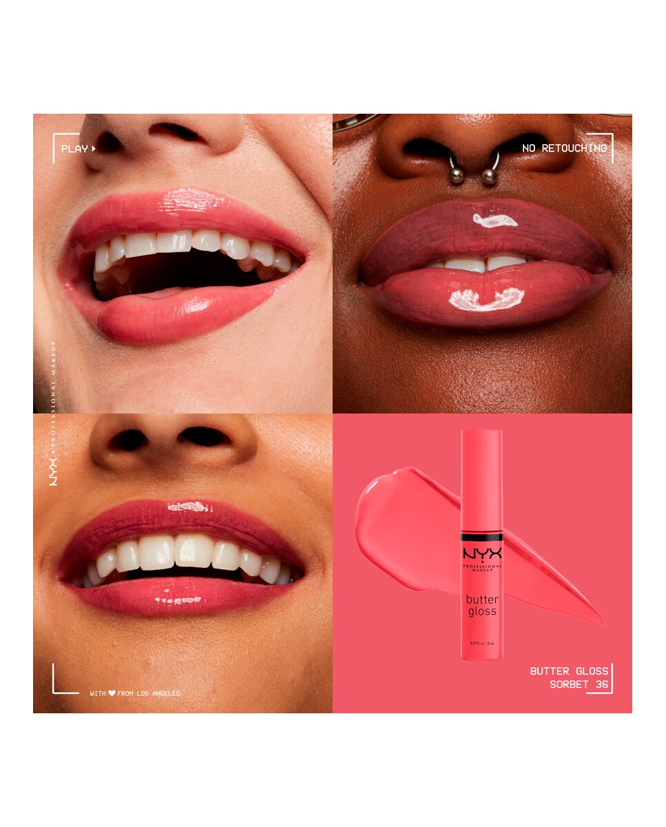 Barra de labios Butter Gloss NYX Professional Makeup - Sorbet 8 ml Sorbet-6