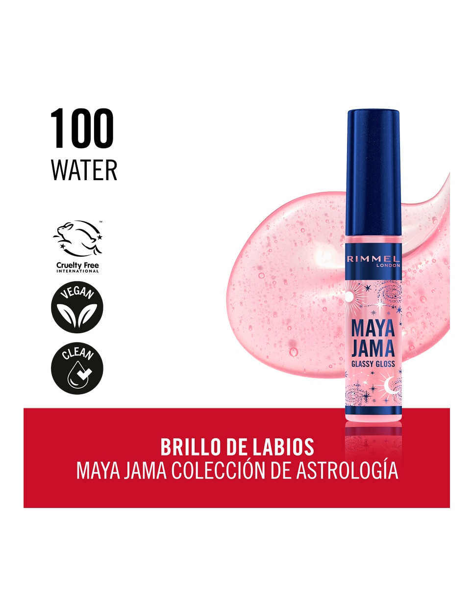 Brillo de labios Rim Maya Jama Glassy Gloss Rimmel London - 100 Water 10 ml 100 Water-3