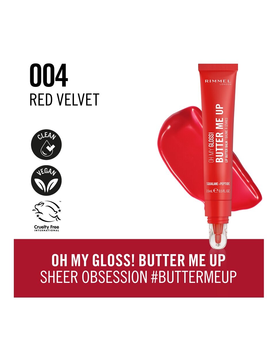 Brillo de Labios Oh My Gloss Butter Me Up Lip Care Rimmel London - 004 Red Velvet 15 ml 004 Red Velvet-4