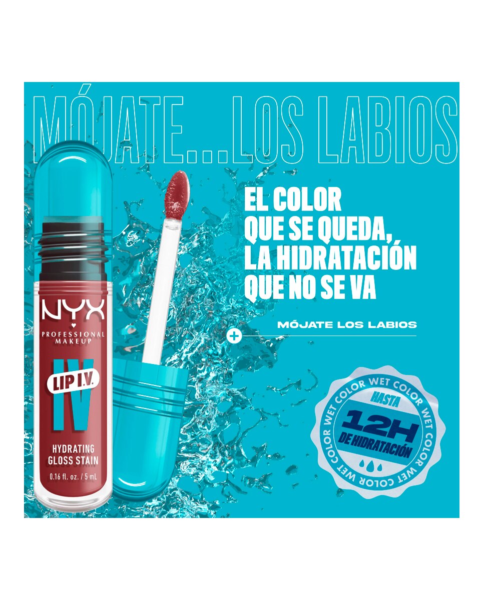 Tinte labial hidratante efecto gloss de Larga Duración con Vitaminas LIP IV Gloss NYX Professional Makeup - Hydra Honey WSLS02 Hydra Honey WSLS02-5