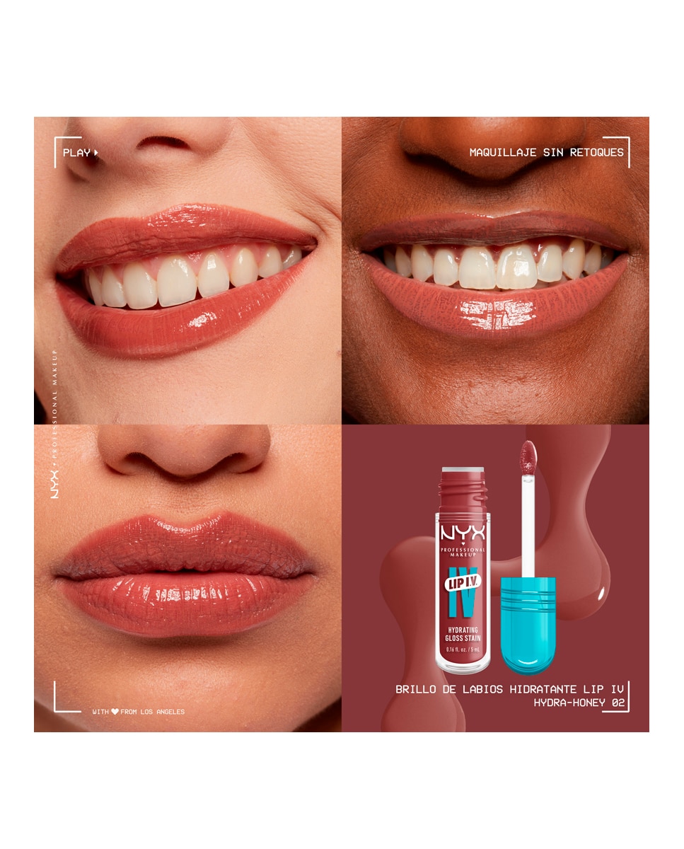 Tinte labial hidratante efecto gloss de Larga Duración con Vitaminas LIP IV Gloss NYX Professional Makeup - Hydra Honey WSLS02 Hydra Honey WSLS02-6
