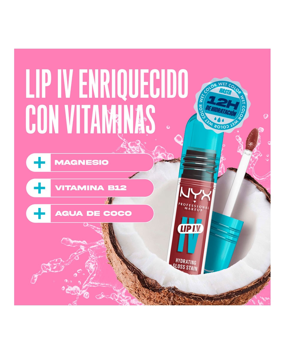 Tinte labial hidratante efecto gloss de Larga Duración con Vitaminas LIP IV Gloss NYX Professional Makeup - Hydra Honey WSLS02 Hydra Honey WSLS02-10