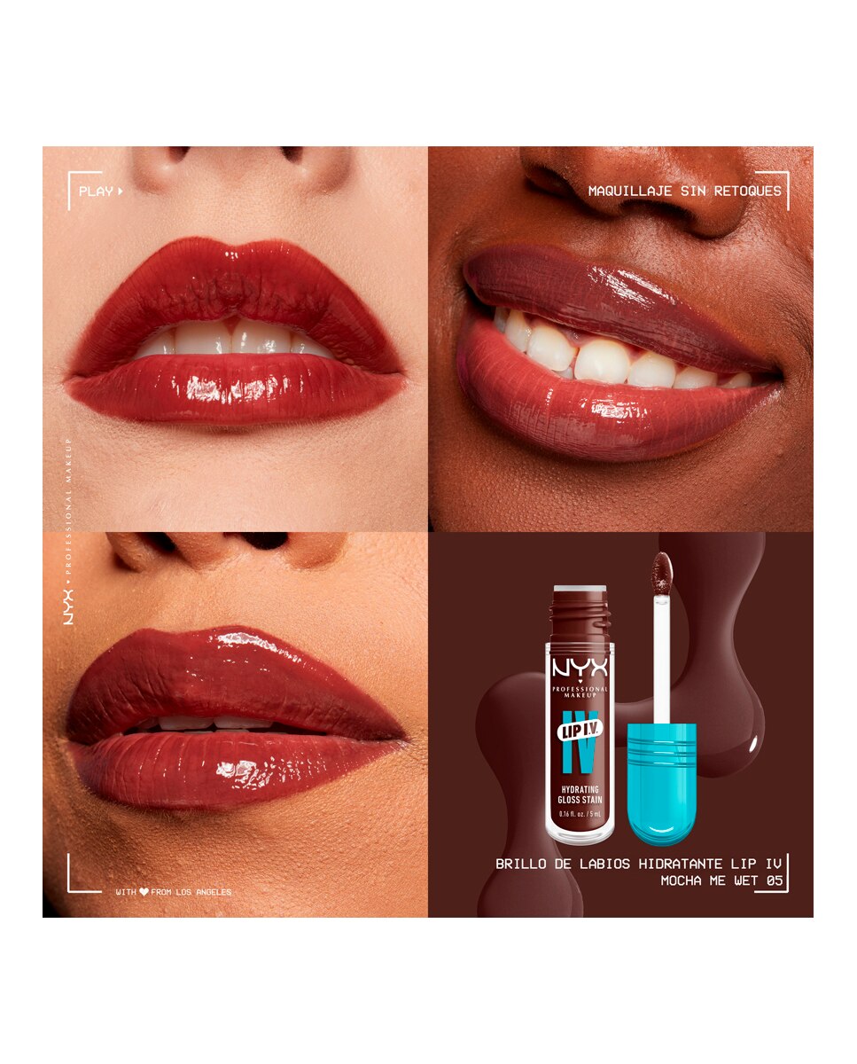 Tinte labial hidratante efecto gloss de Larga Duración con Vitaminas LIP IV Gloss NYX Professional Makeup - Mocha-Me-Wet WSLS05 Mocha-Me-Wet WSLS05-6