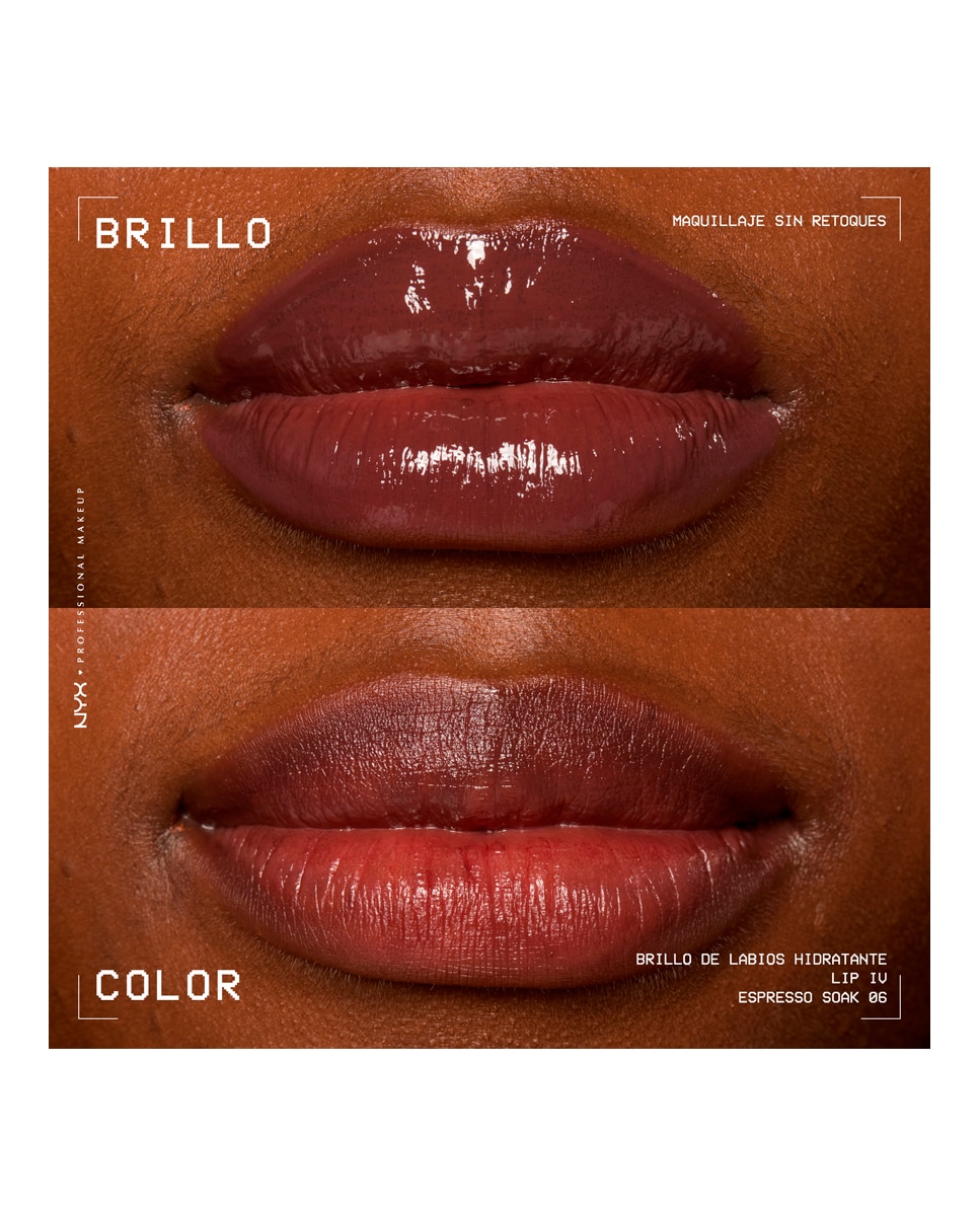 Tinte labial hidratante efecto gloss de Larga Duración con Vitaminas LIP IV Gloss NYX Professional Makeup - Espresso Soak WSLS06 Espresso Soak WSLS06-6