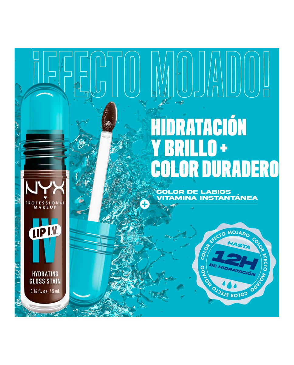 Tinte labial hidratante efecto gloss de Larga Duración con Vitaminas LIP IV Gloss NYX Professional Makeup - Espresso Soak WSLS06 Espresso Soak WSLS06-10