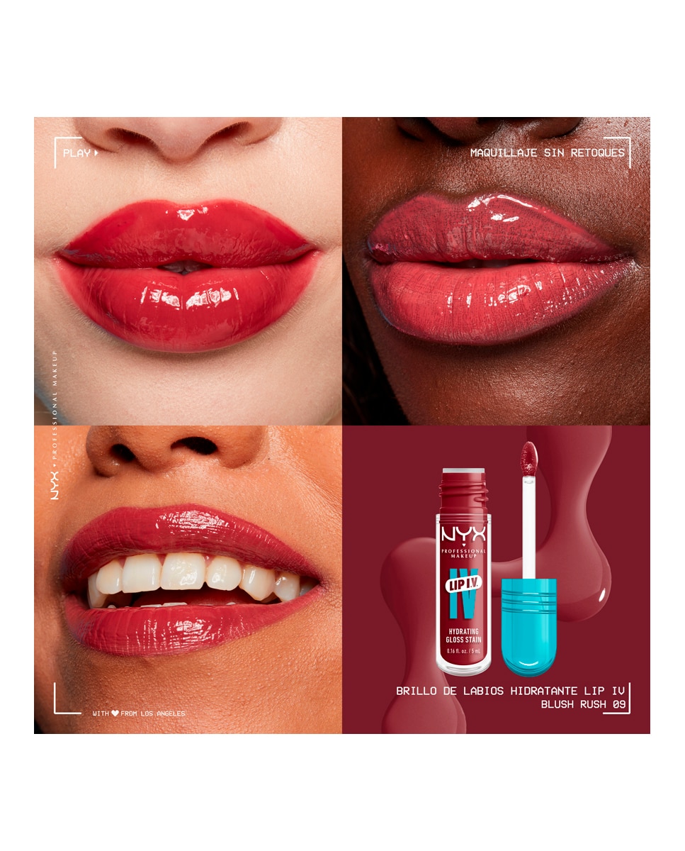 Tinte labial hidratante efecto gloss de Larga Duración con Vitaminas LIP IV Gloss NYX Professional Makeup - Blush Rush WSLS09 Blush Rush WSLS09-6