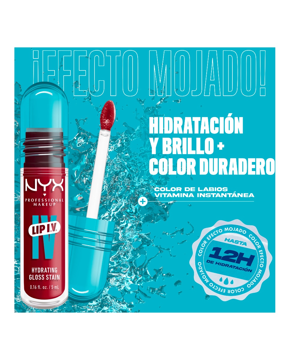 Tinte labial hidratante efecto gloss de Larga Duración con Vitaminas LIP IV Gloss NYX Professional Makeup - Red Set Wet WSLS11 Red Set Wet WSLS11-12