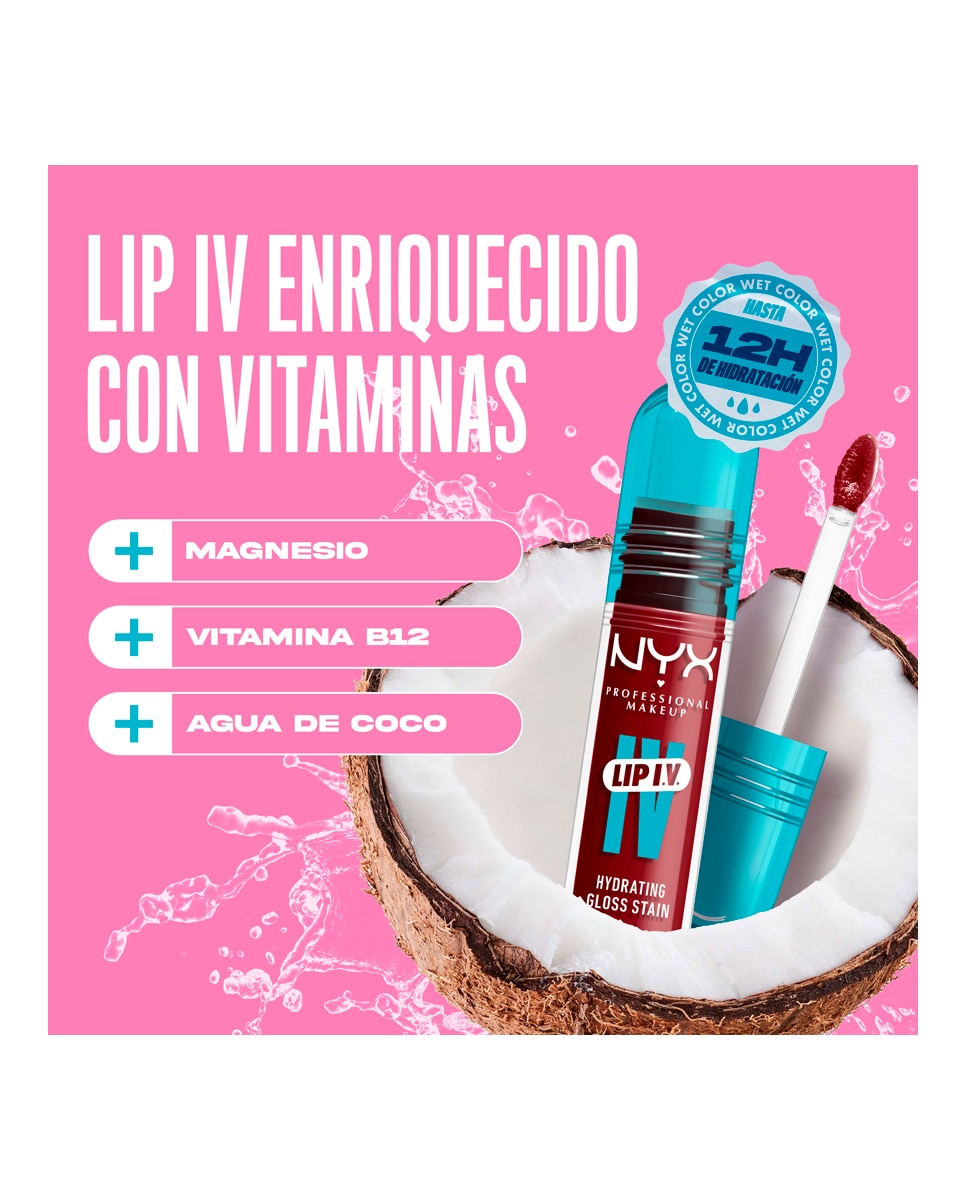 Tinte labial hidratante efecto gloss de Larga Duración con Vitaminas LIP IV Gloss NYX Professional Makeup - Cranberry Splash WSLS13 Cranberry Splash WSLS13-12