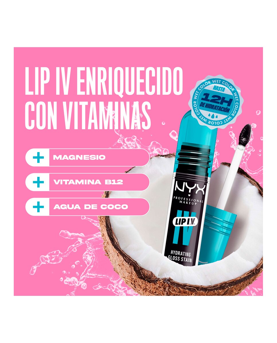 Tinte labial hidratante efecto gloss de Larga Duración con Vitaminas LIP IV Gloss NYX Professional Makeup - Grape Gushin WSLS16 Grape Gushin WSLS16-12