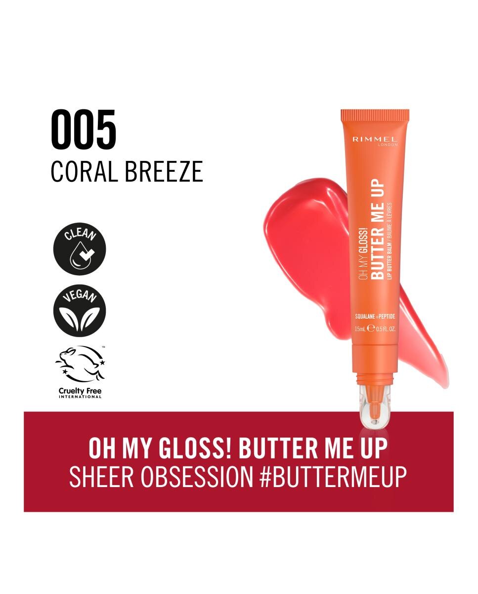 Bálsamo Labial Oh My Gloss Butter Me Up Rimmel London - Coral Breeze 005 Coral Breeze 005-5