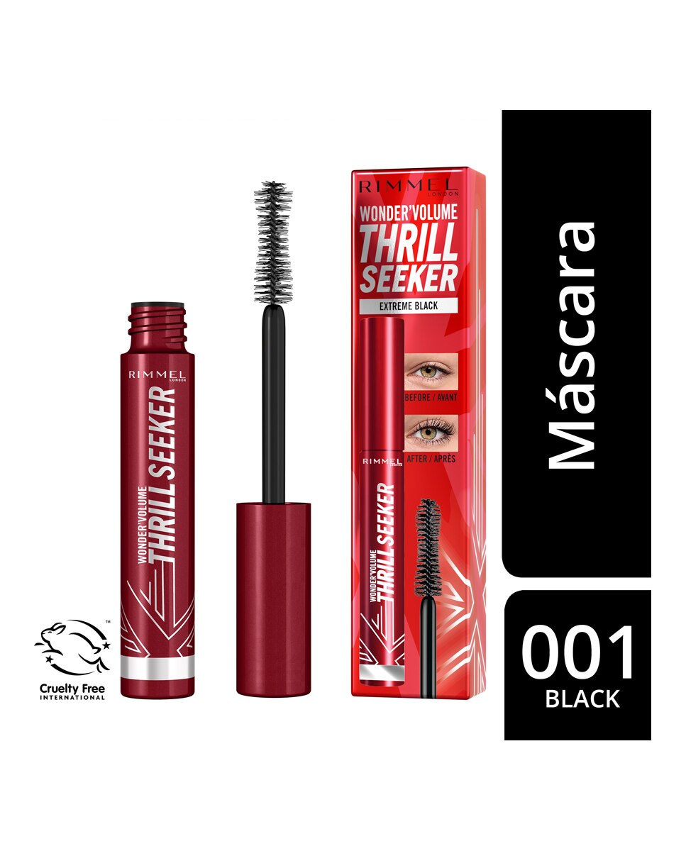 Máscara de pestañas Wonder'Volume Thrill Seeker Rimmel - Negro Negro-4