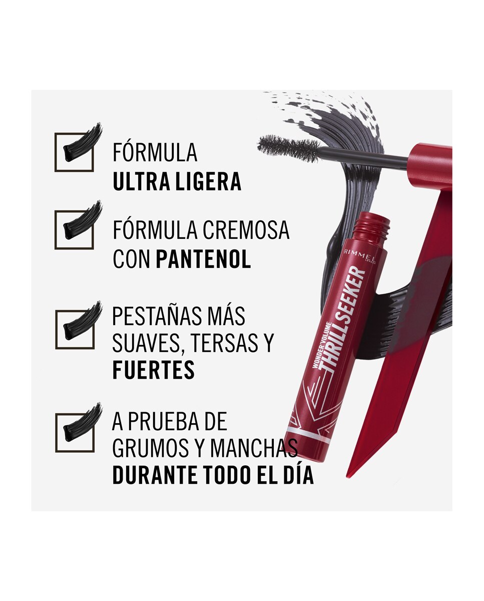 Máscara de pestañas Wonder'Volume Thrill Seeker Rimmel - Negro Negro-5