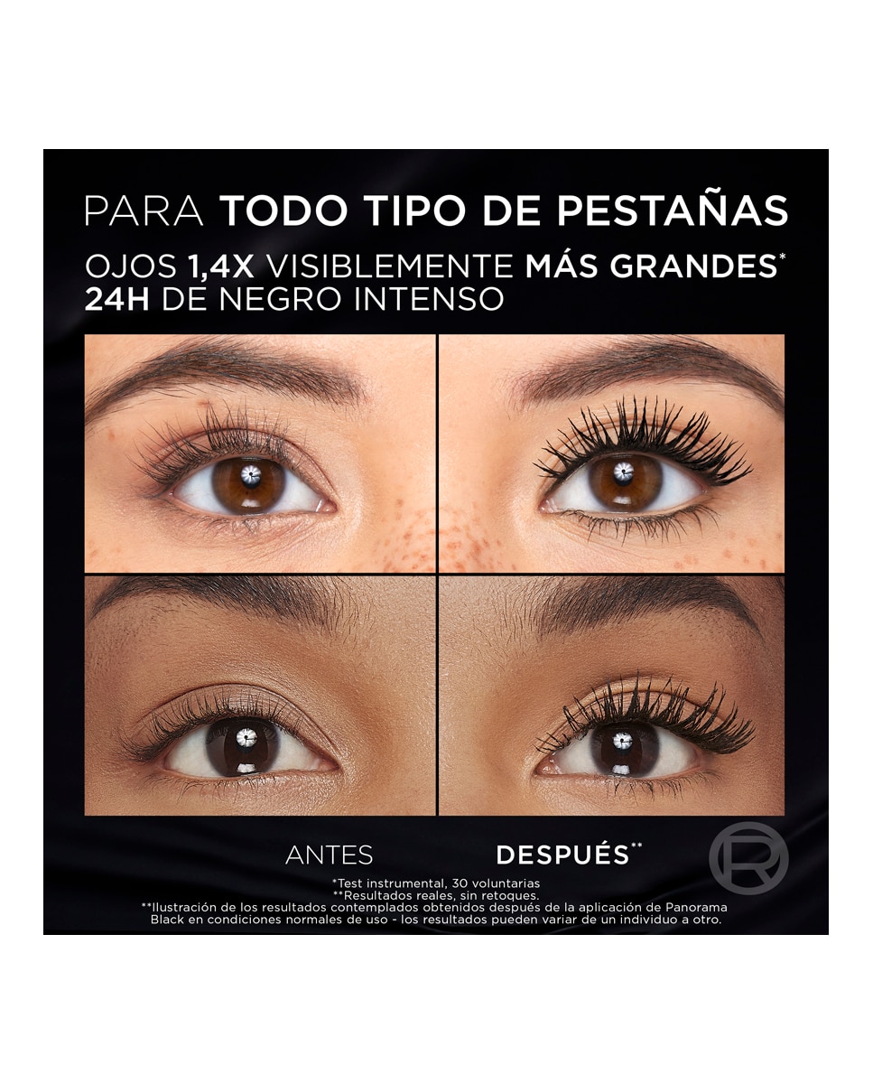 Máscara de pestañas Panorama All Night Black L'Oreal Paris - Negro Negro-5