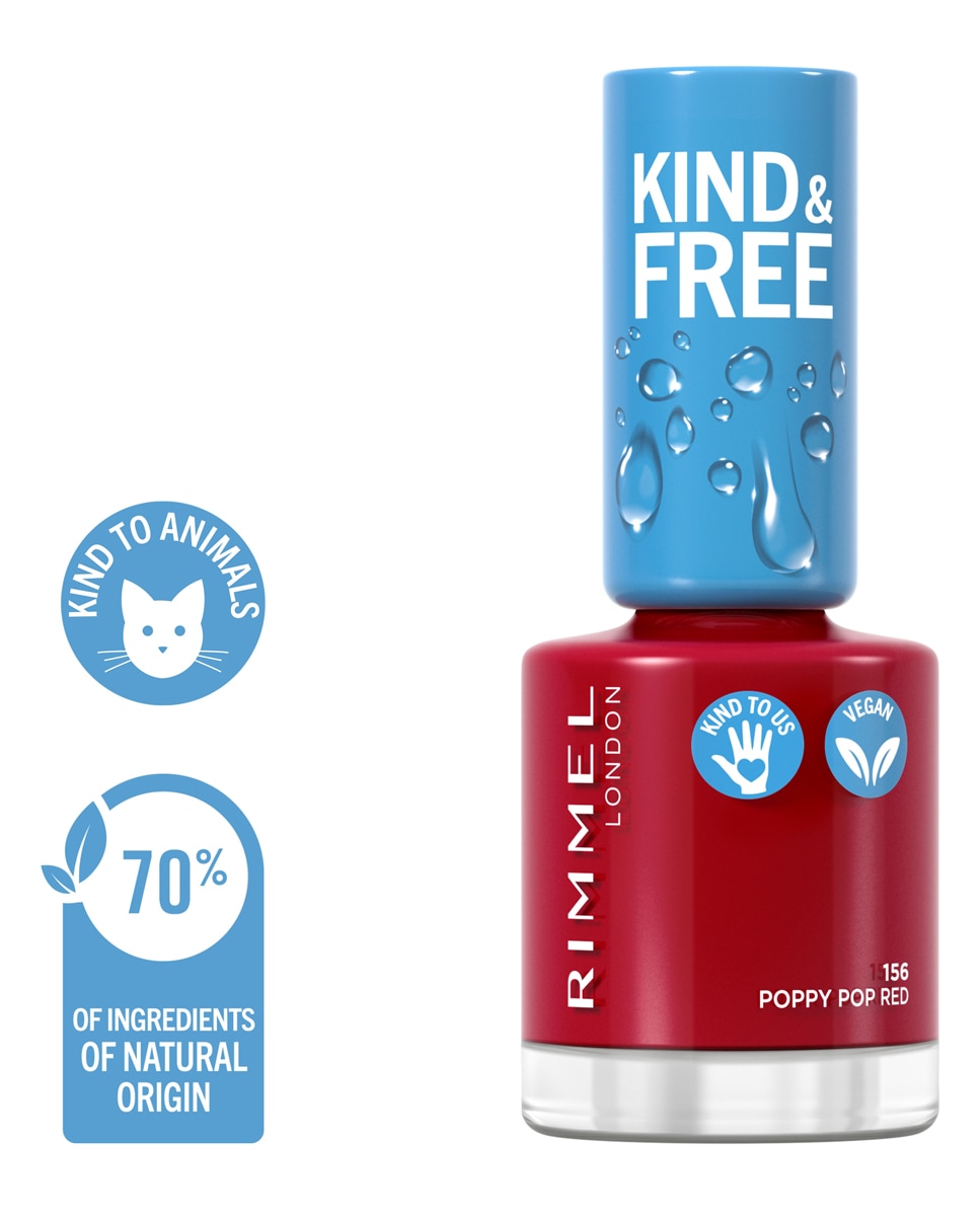 Laca de uñas Kind & Free Rimmel - 156 Poppy Pop Red 156 Poppy Pop Red-3