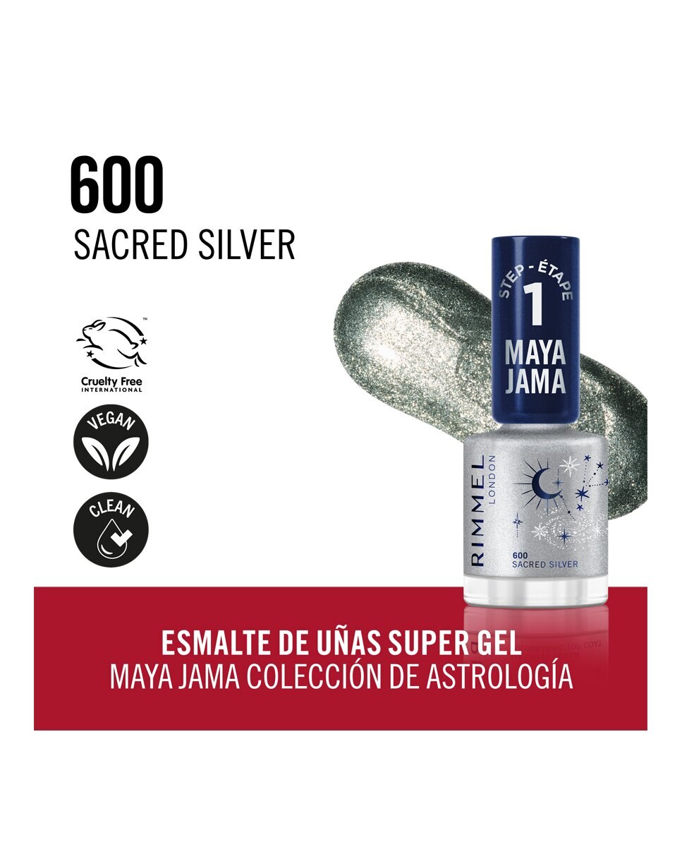Esmalte de uñas Rim Maya Jama Nail Gel Rimmel London - 600 Sacred Silver 12 ml 600 Sacred Silver-4
