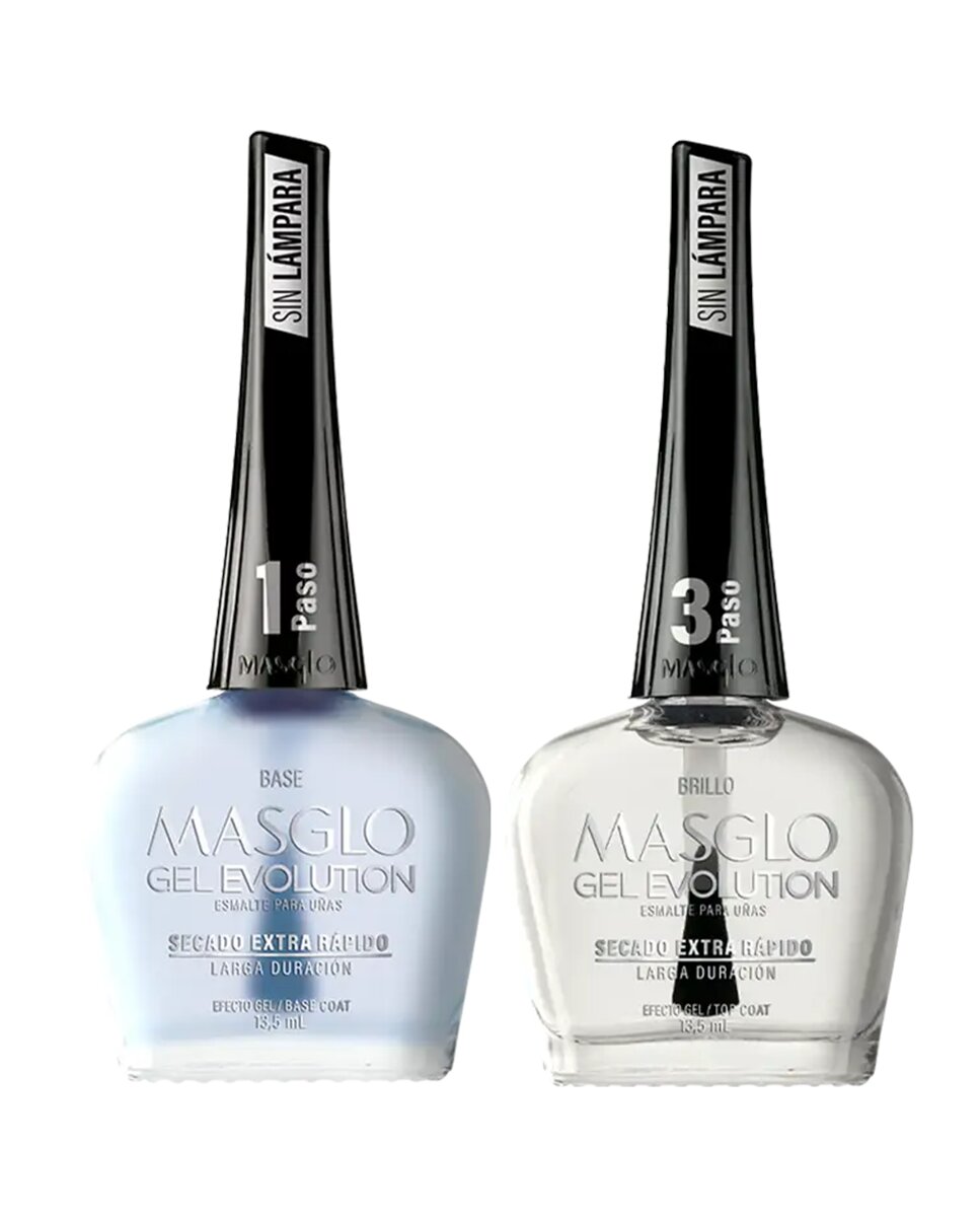 MASGLO - Kit Gel Evolution Efecto Gel Base Y Brillo Masglo.