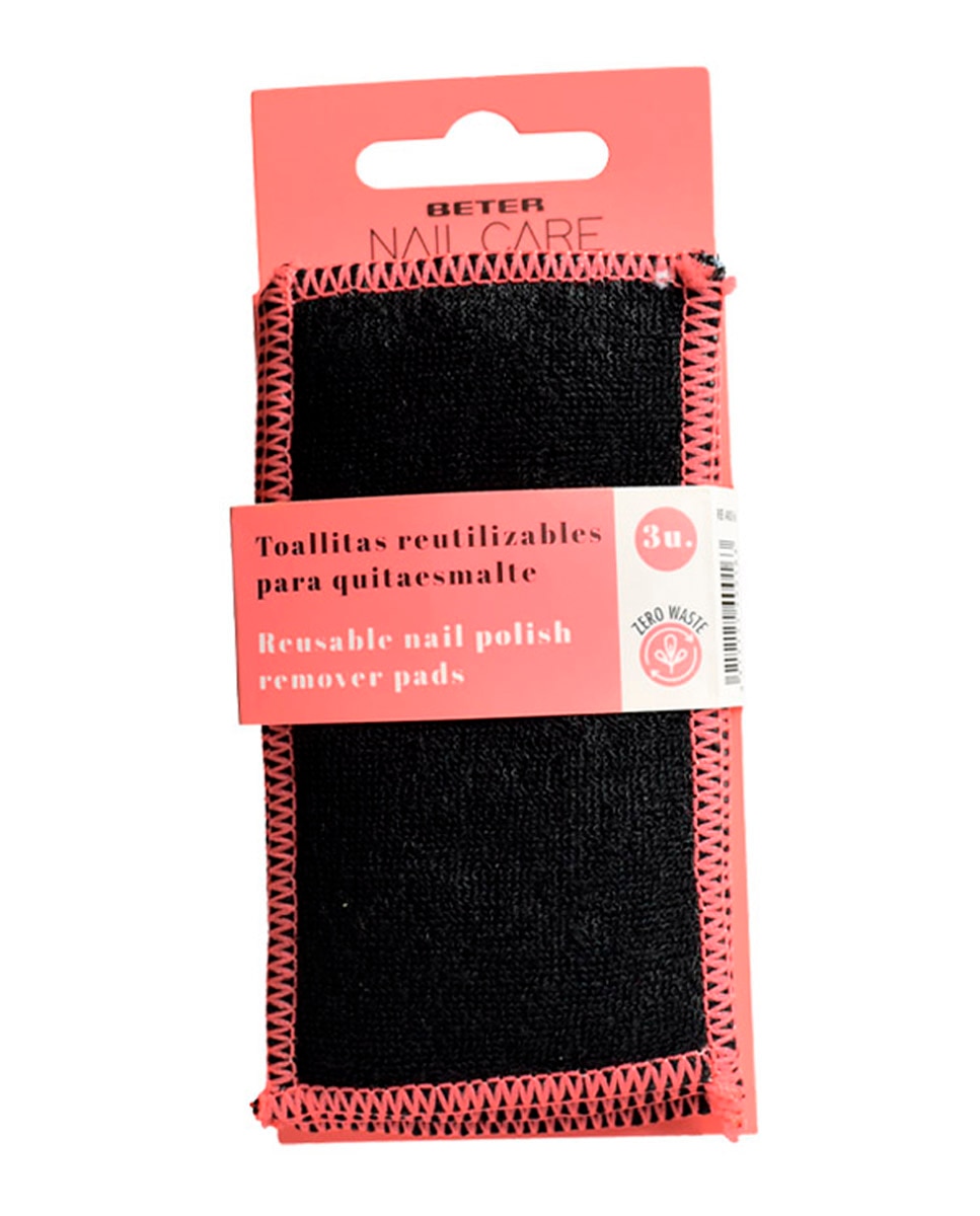 Beter - Toallitas reutilizables para quitaesmaltes de uñas 3 unidades Beter.