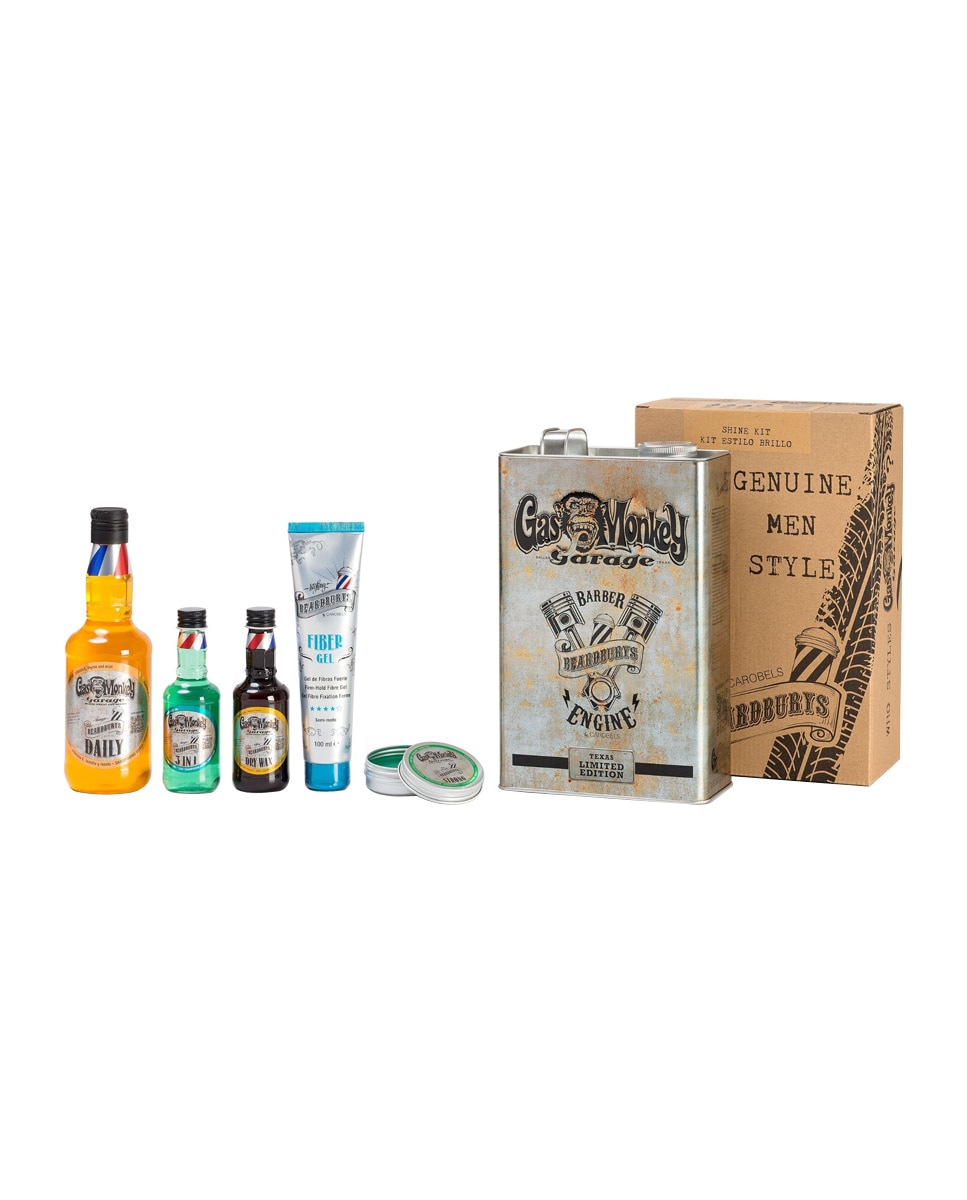 Beardburys - Estuche de regalo el Cuidado del Cabello acabado Brillo Beardburys & Gas Monkey.