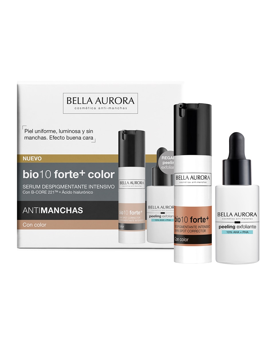Bella Aurora - Estuche Regalo Peeling Despigmentante Bio10 Forte+ Fluido Color Bella Aurora.