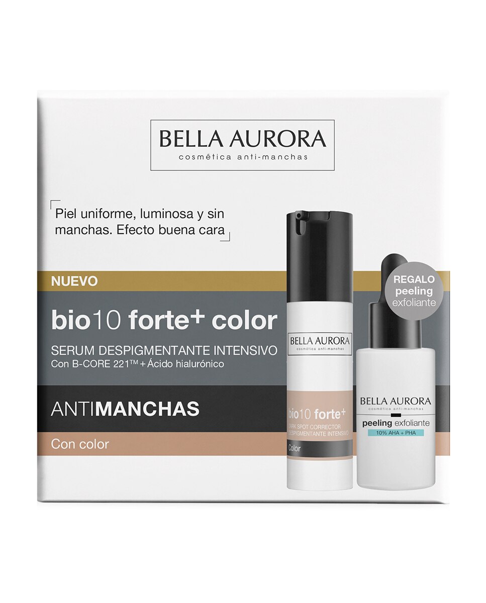 Estuche Regalo Peeling Despigmentante Bio10 Forte+ Fluido Color Bella Aurora 3