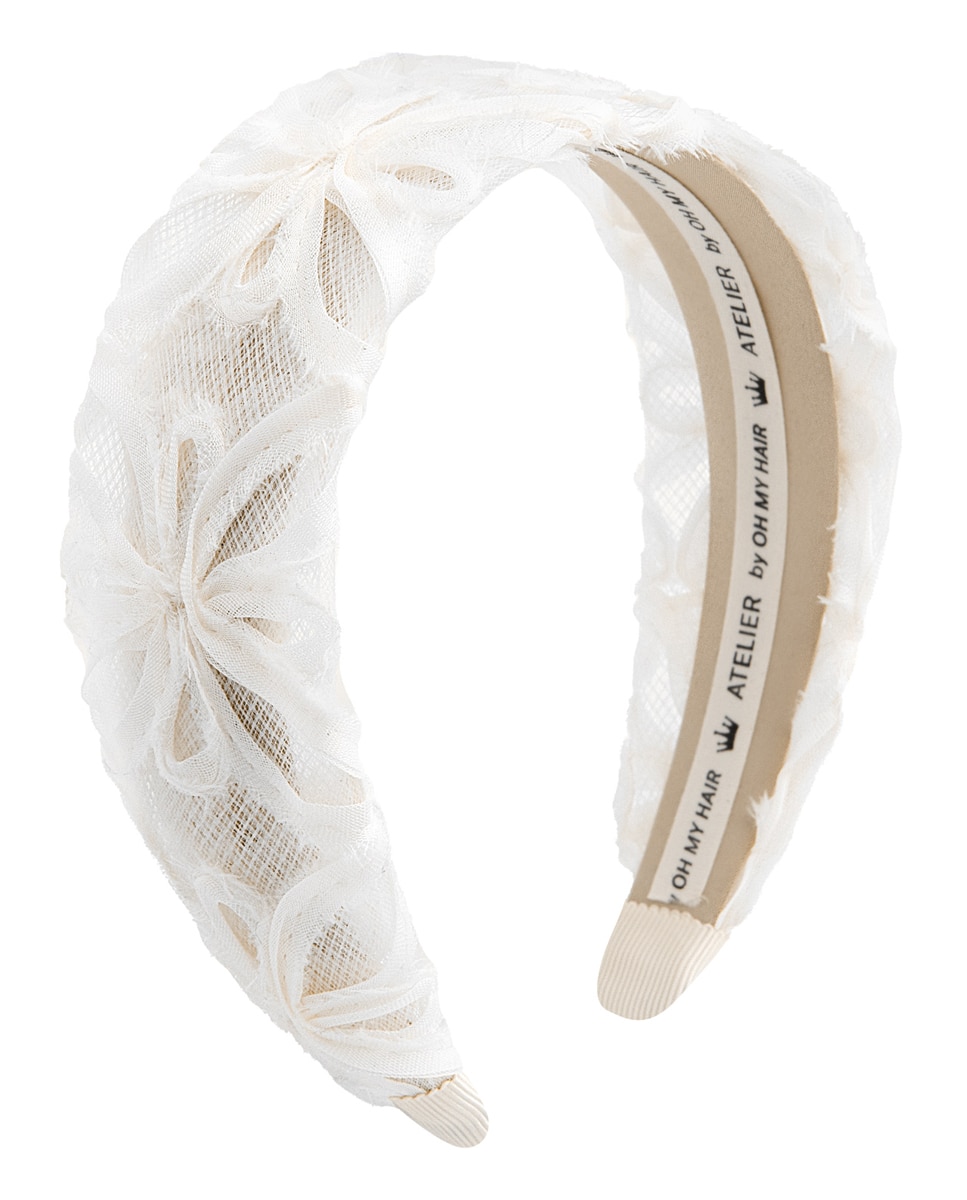Diadema flores bordadas blanca 1