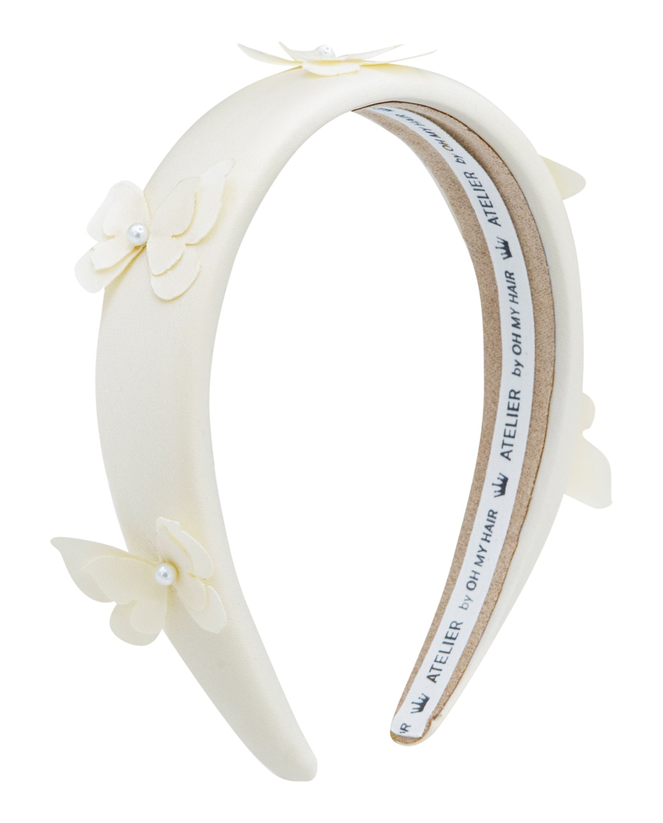Diadema tela Mariposas Beige 1