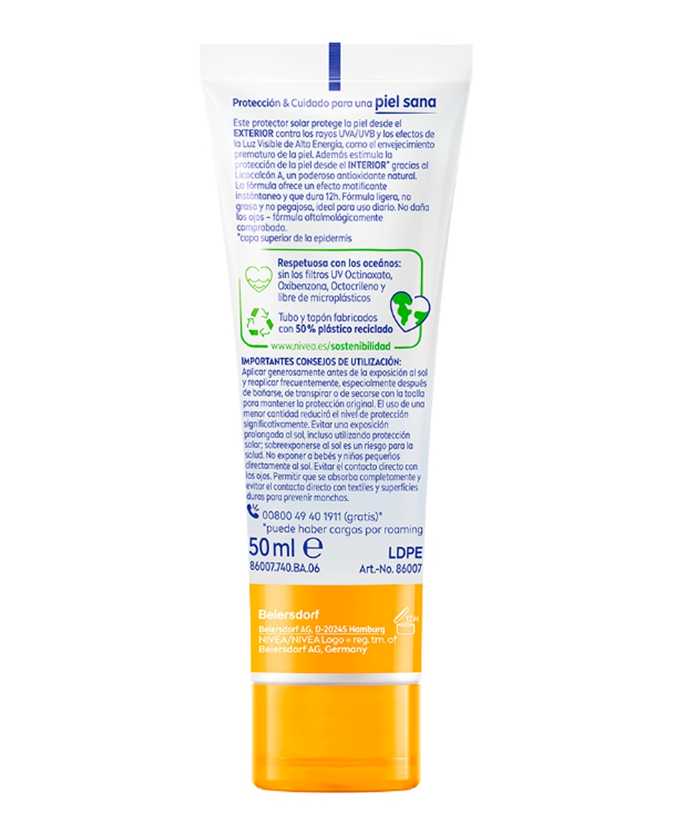 Crema solar facial FP 50 UV Control de Brillos 50 ml Nivea 2