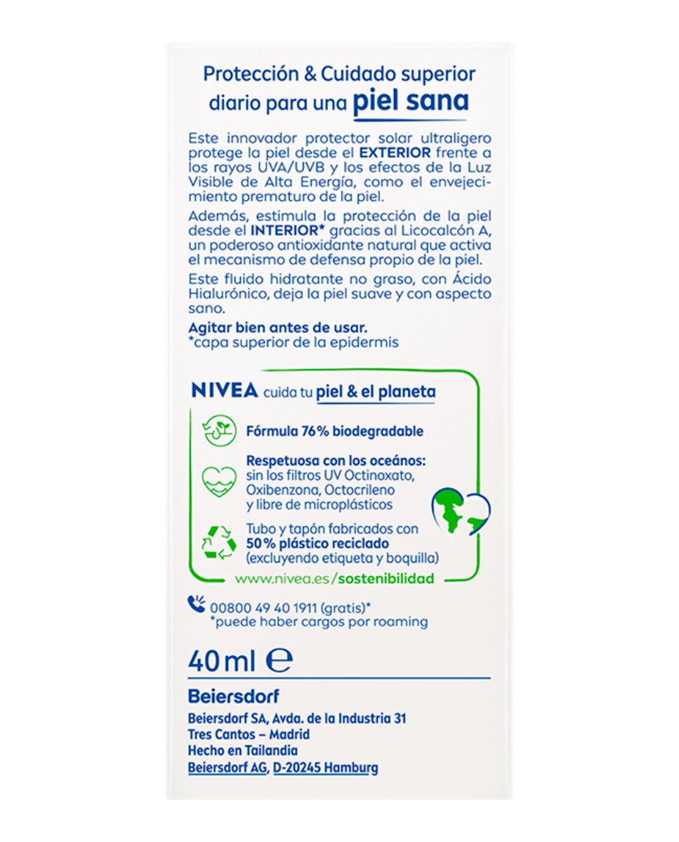 Crema Fluido Facial Ultraligero Triple Protección FP50+ Nivea 2