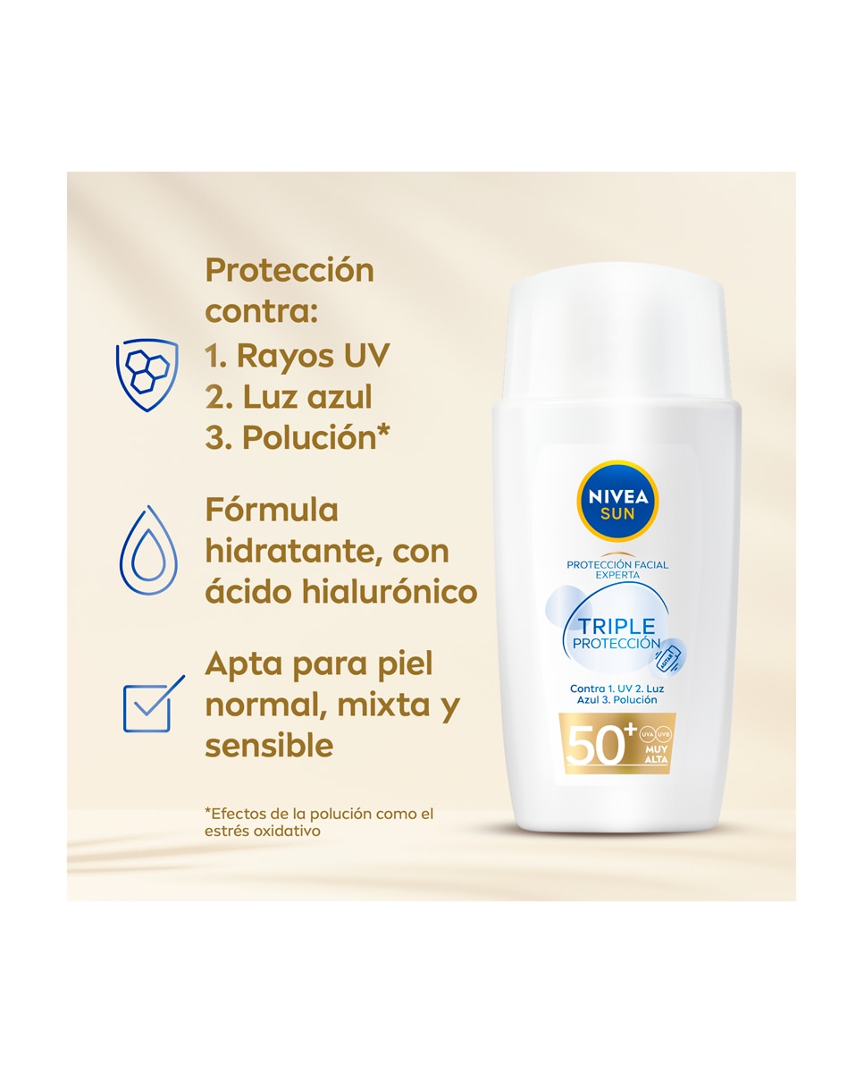 Crema Fluido Facial Ultraligero Triple Protección FP50+ Nivea 4