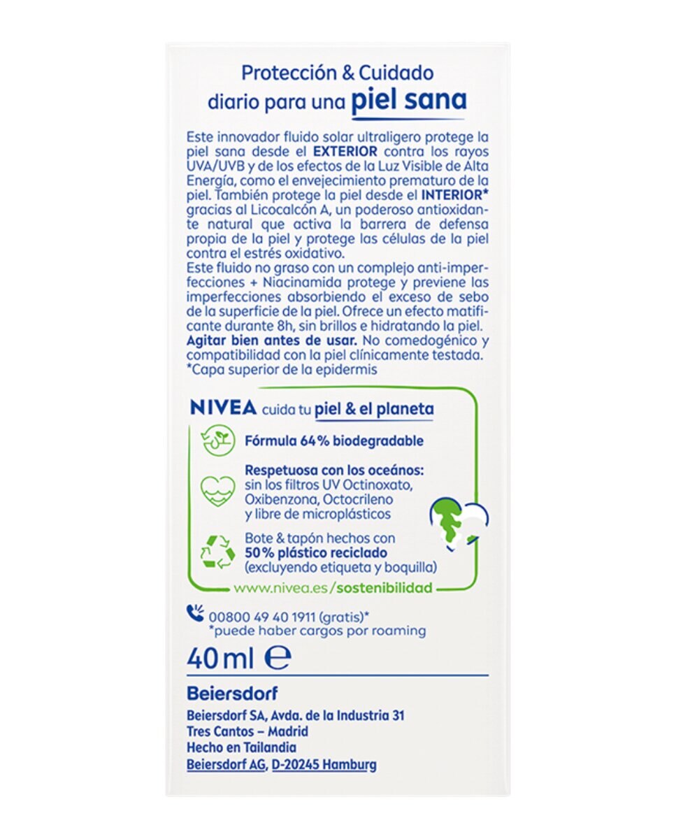 Protección Facial Derma Skin Protección Fluido Solar Facial FP50+ Nivea 2