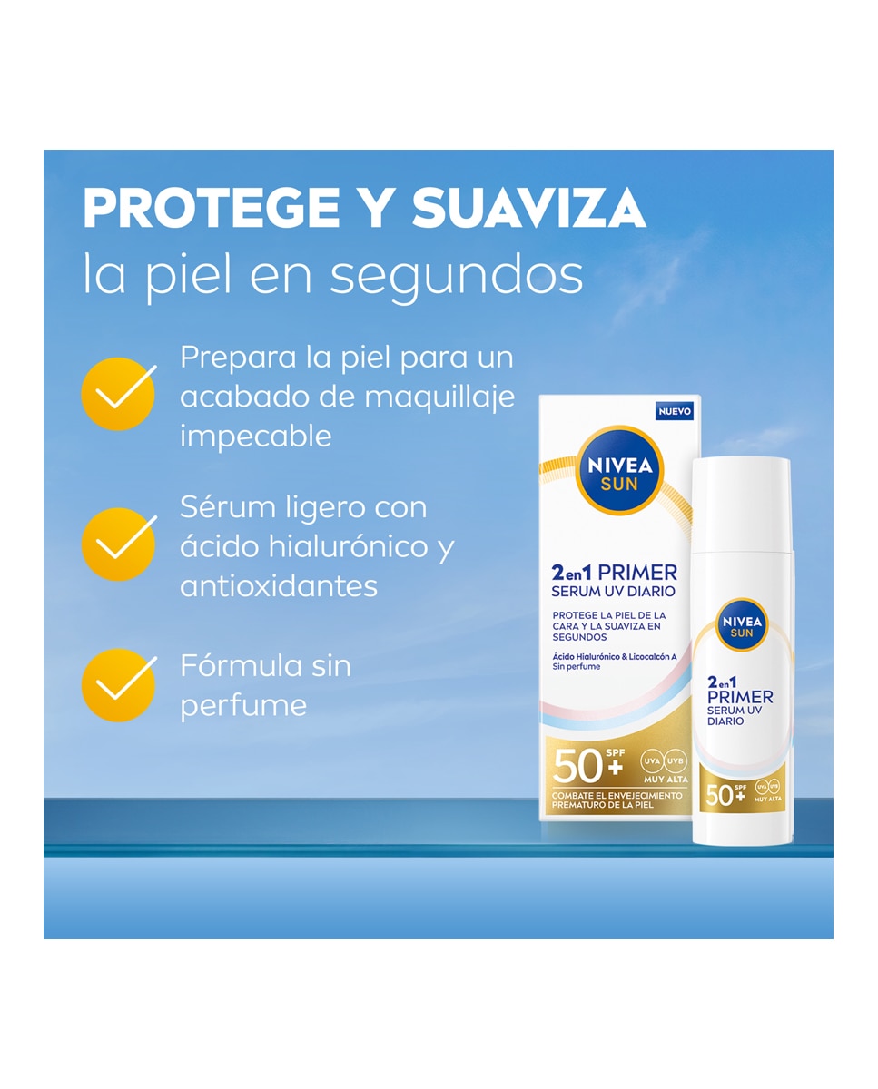 Protector Solar Facial UV Face 2in1 Daily Serum FP50+ 30 ml Nivea - 30 ml 2