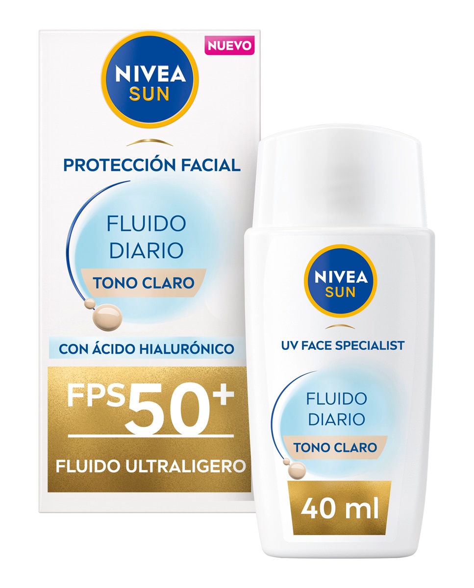 Protector Facial UV Face Fluido Diario Ultra Ligero SPF50+ 40 ml Tono Claro Nivea - 40 ml 1