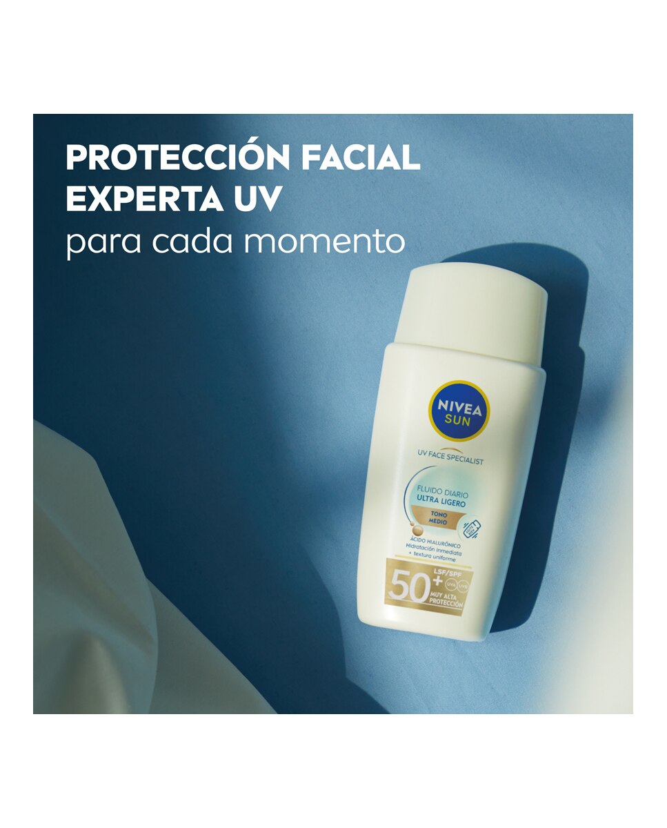 Protector Facial UV Face Fluido Diario Ultra Ligero SPF50+ 40 ml Tono Medio Nivea - 40 ml 7