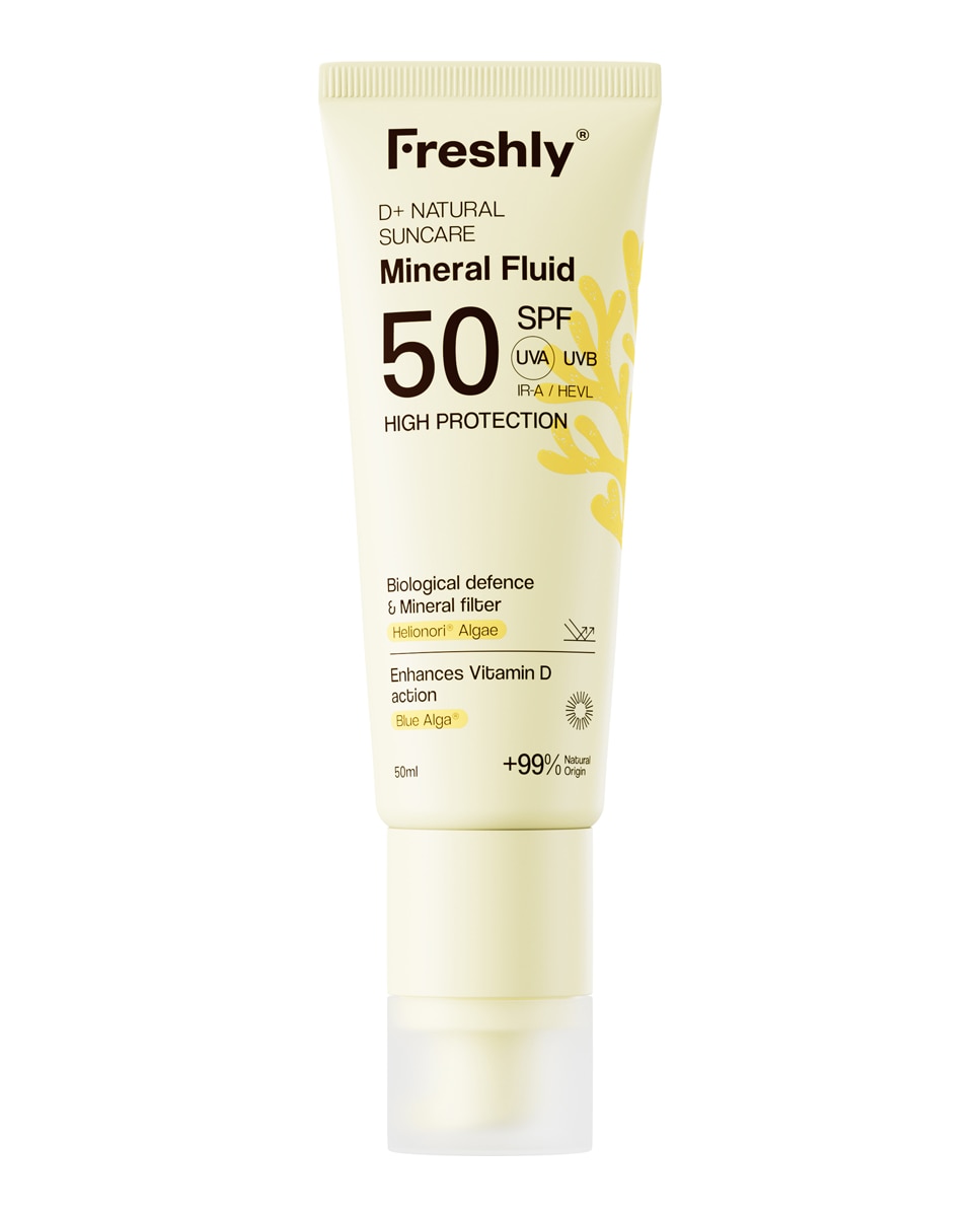 Freshly Cosmetics - Fotoprotector natural facial SPF 50 D+ Natural Suncare Mineral Fluid 50 ml Freshly Cosmetics.