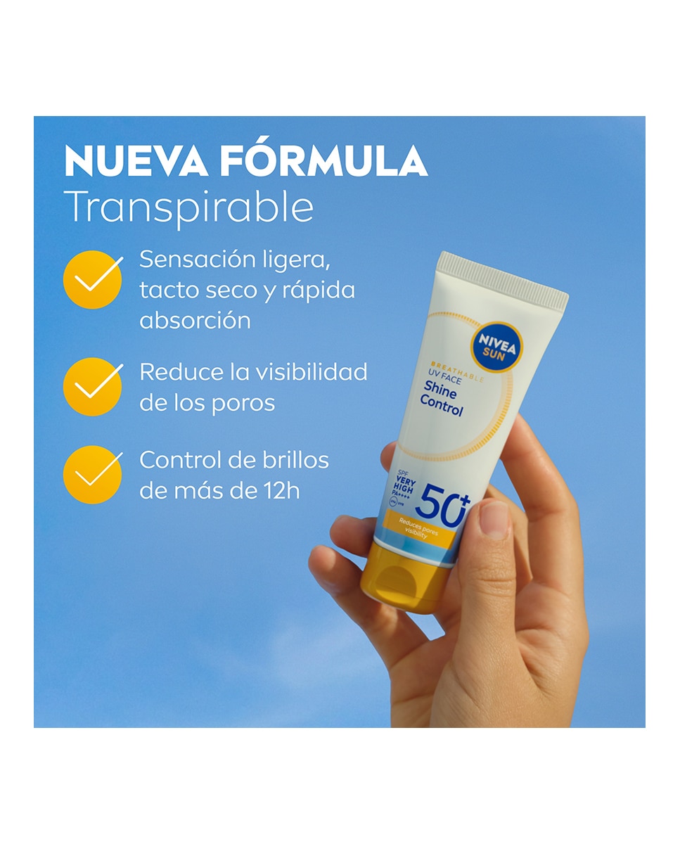 Protección Facial Uv Control De Brillos Transpirable Spf 50+ Nivea 4
