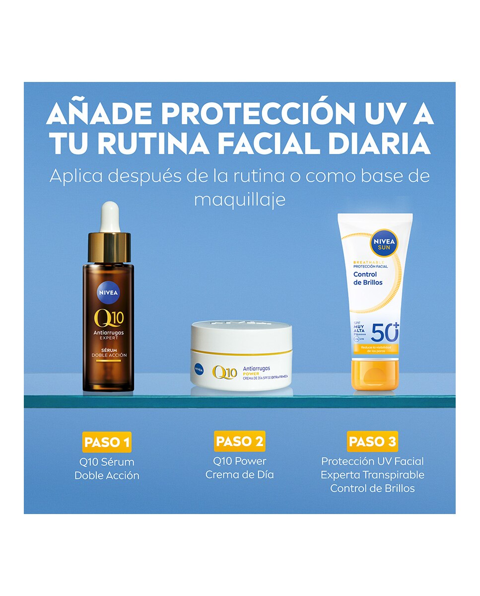 Protección Facial Uv Control De Brillos Transpirable Spf 50+ Nivea 10
