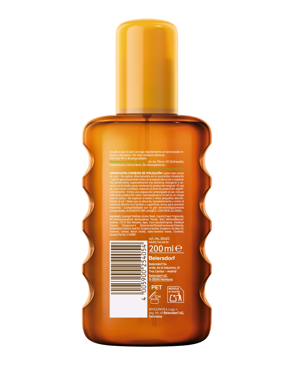 Aceite Solar en Spray Zanahoria FP 6 200 ml Nivea - 200 ml 2