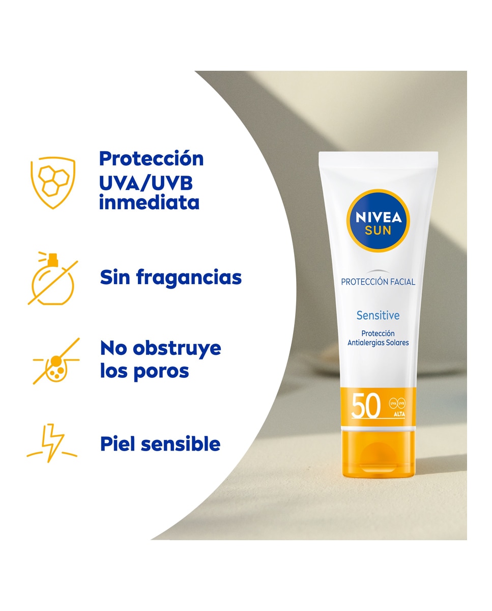 Crema solar FP 50 Protección Facial Sensitive Nivea 2