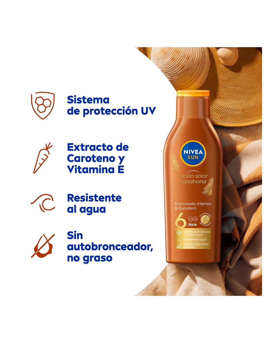 Leche Solar Zanahoria Bronceado intenso FP 6 200 ml Nivea - 200 ml 2