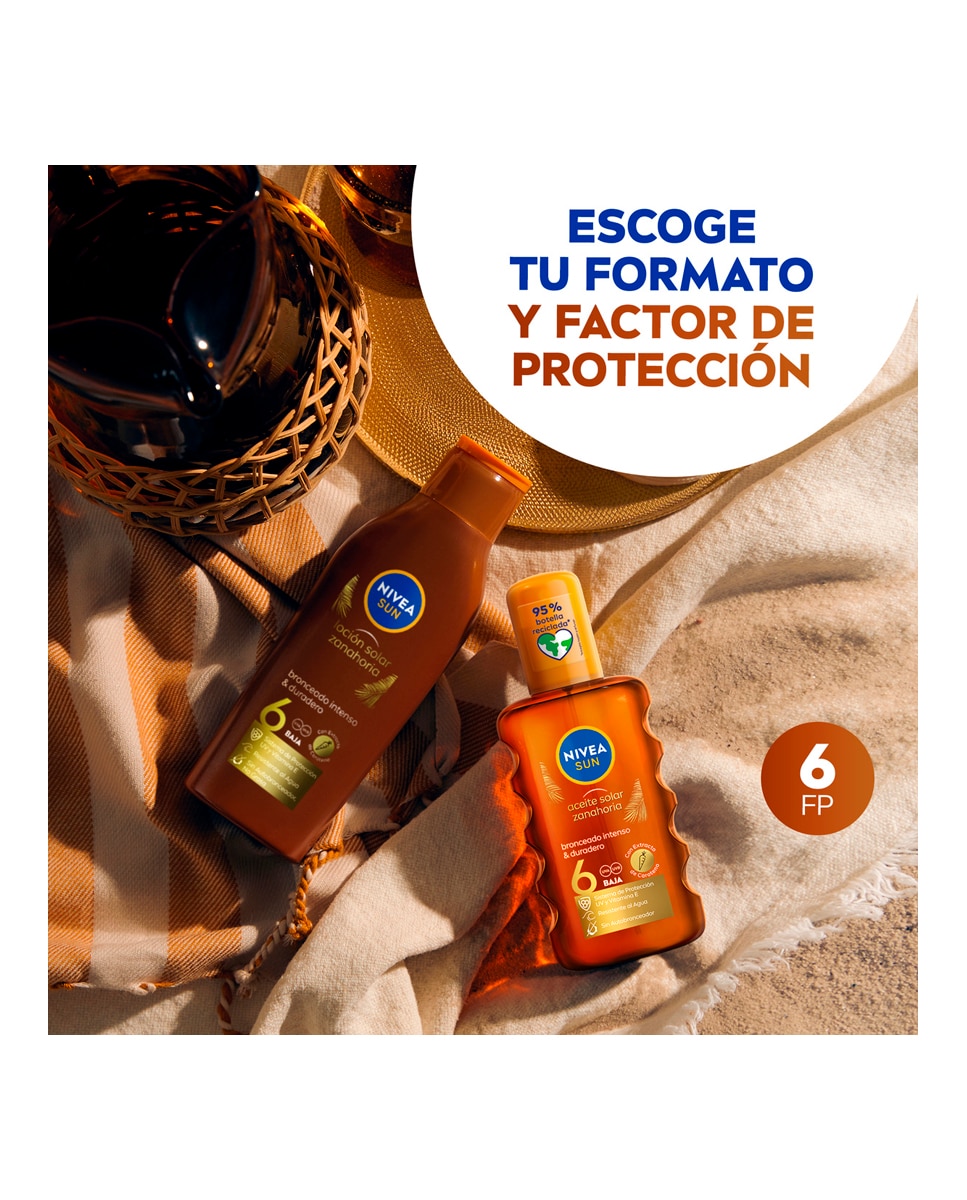 Leche Solar Zanahoria Bronceado intenso FP 6 200 ml Nivea - 200 ml 6