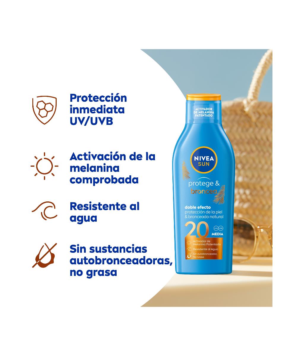 Loción Solar FP20 Protege & Broncea 200 ml Nivea - 200 ml 2