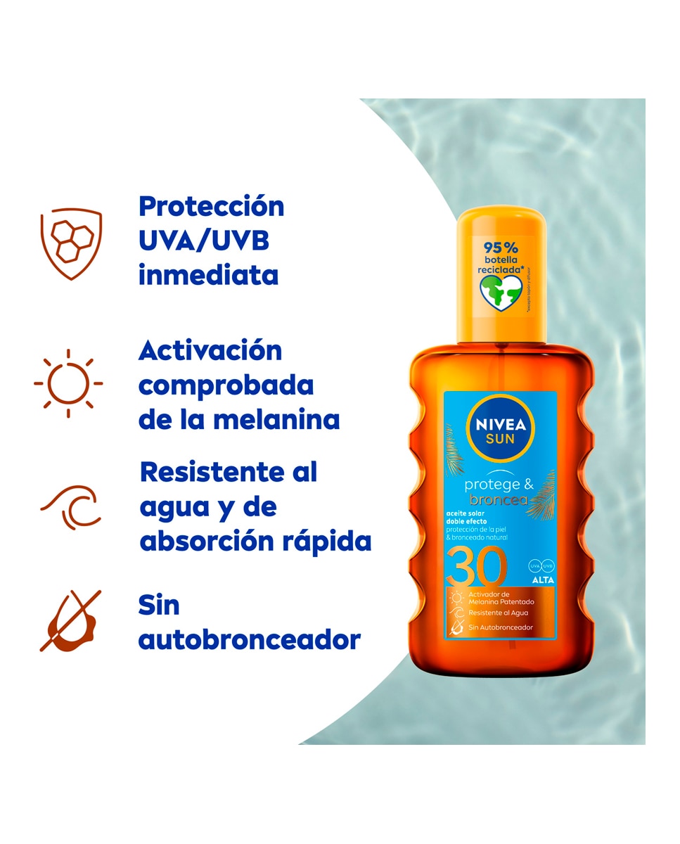 Aceite Solar Activador del Bronceado FP 30 Protege & Broncea 200 ml Nivea - 200 ml 2