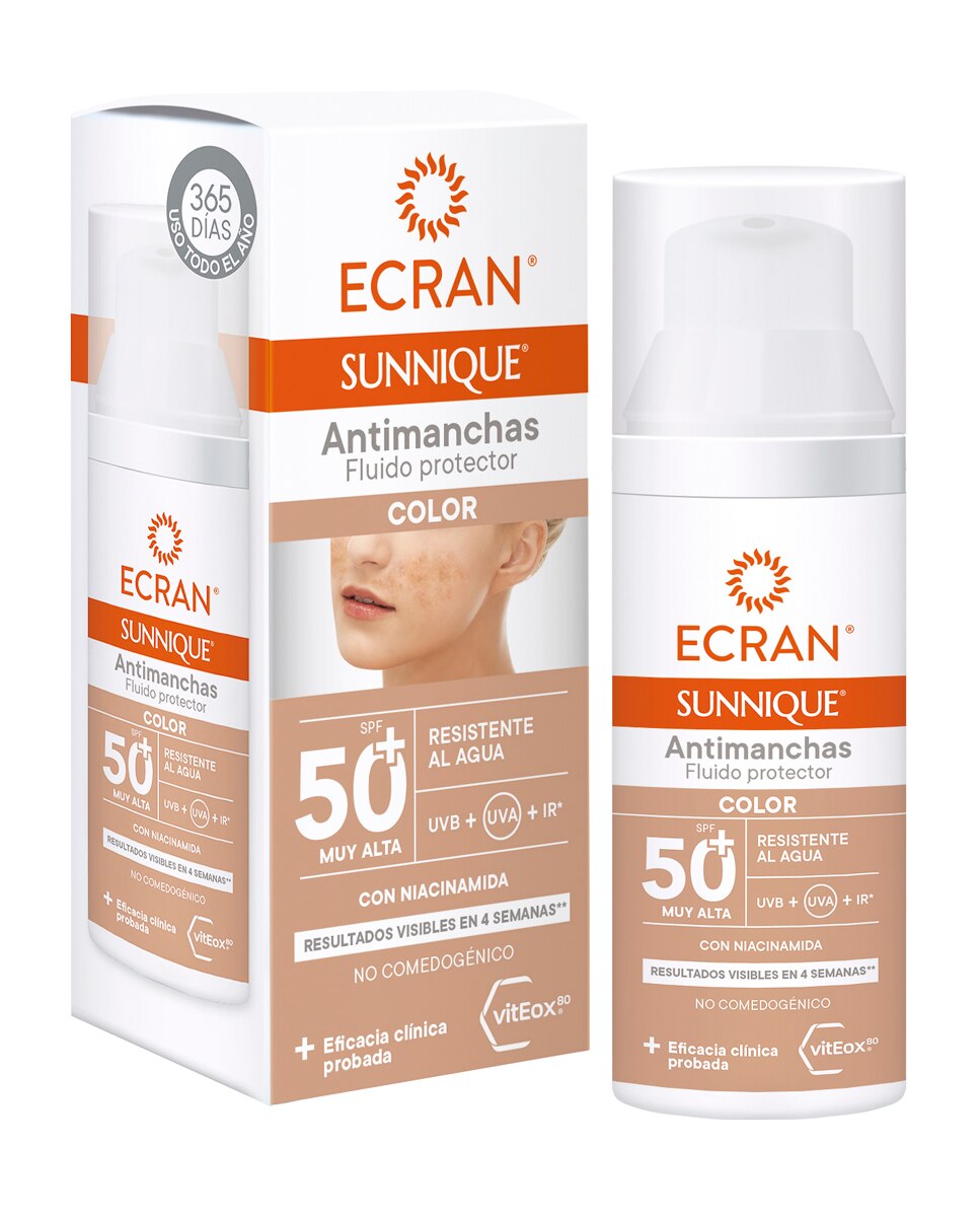 Fluido Protector Antimanchas Con Color Fps 50+ Sunnique 50 ml Ecran - 50 ml 2