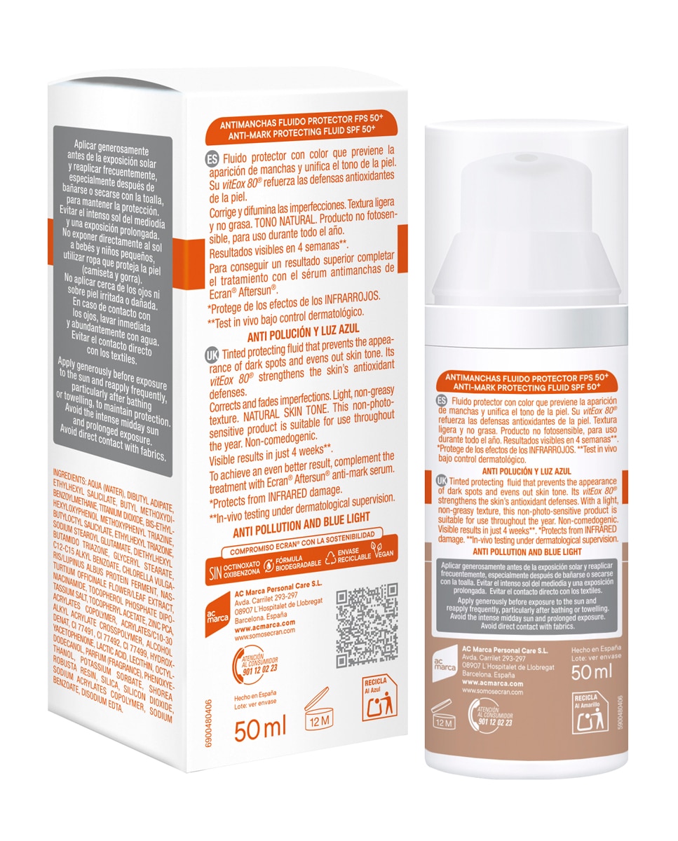 Fluido Protector Antimanchas Con Color Fps 50+ Sunnique 50 ml Ecran - 50 ml 3