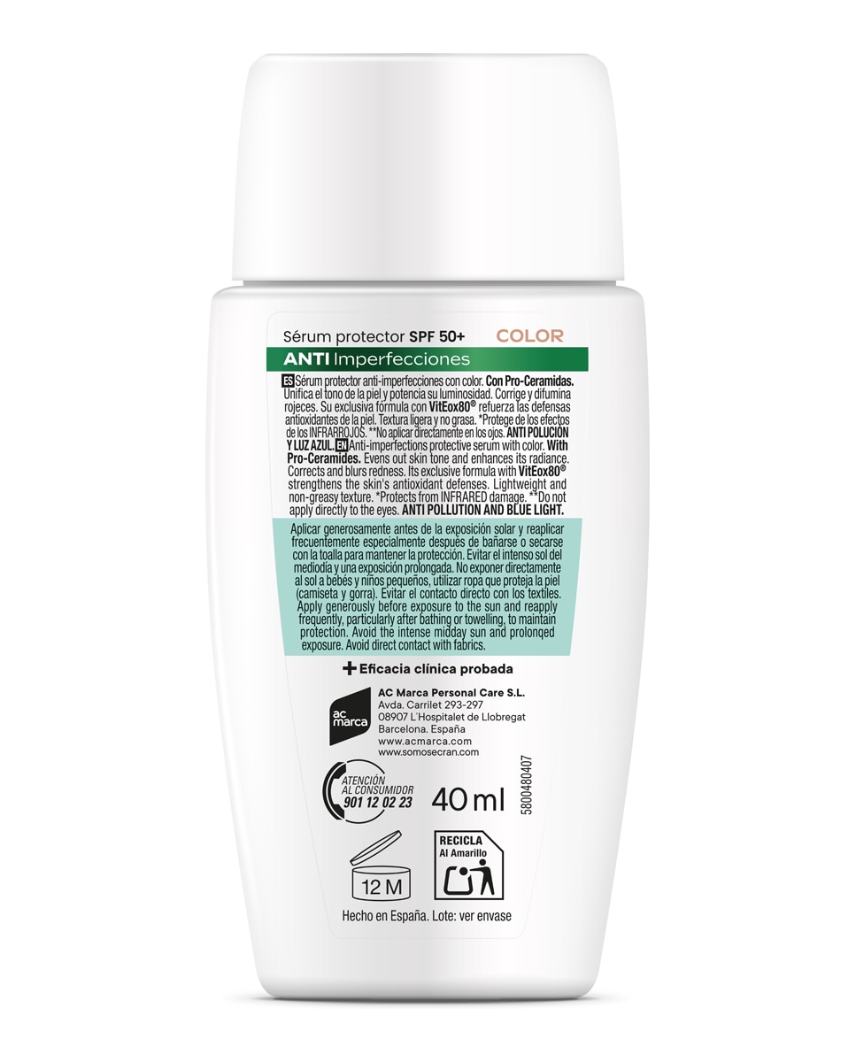 Serum Protector Anti-Imperfecciones Color Fps 50+ Sunnique Ecran - 40 ml 4